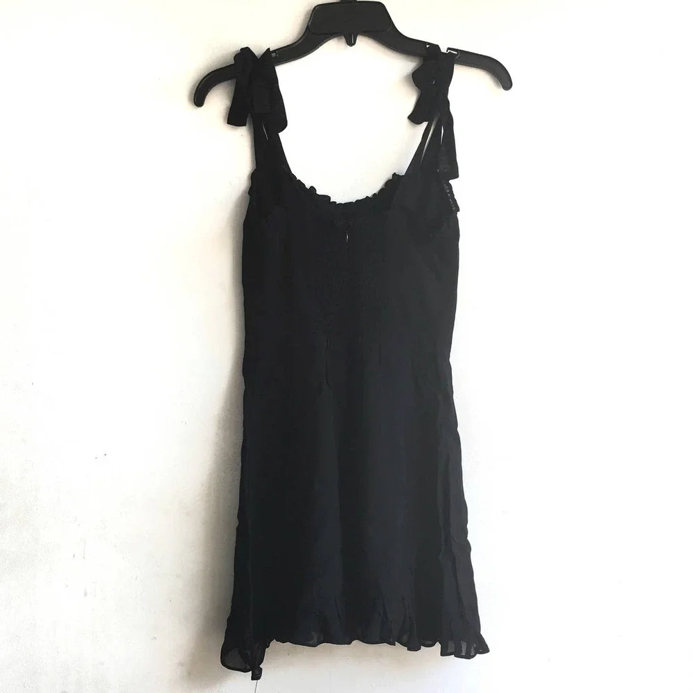 🚫SOLD🚫REFORMATION Christine Dress Black Ruffle Mini - Picture 6 of 10